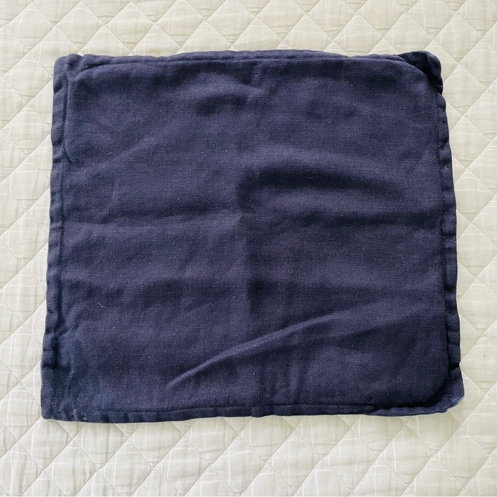 Serena & Lily Linen Zipper Accent Pillow Cover in Navy - Picture 2 of 7